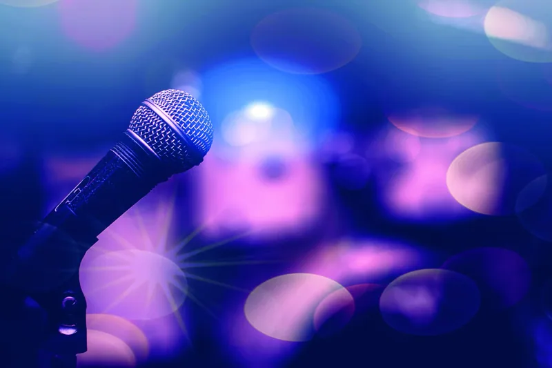 Microphone and stage lighting from the AfroVision project materials